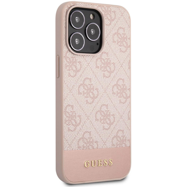 Torbica Guess Hc PC/TPU 4G Pu Bottom Stripe za iPhone 15 Pro 6.1 roze (GUHCP15LG4GLPI)