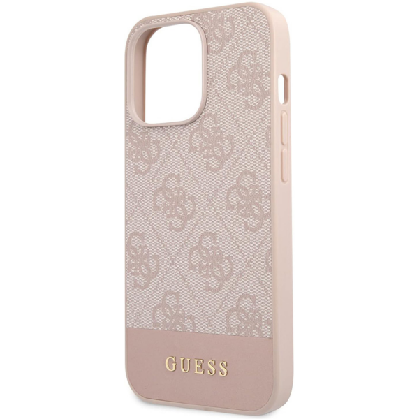 Torbica Guess Hc PC/TPU 4G Pu Bottom Stripe za iPhone 15 Pro 6.1 roze (GUHCP15LG4GLPI)