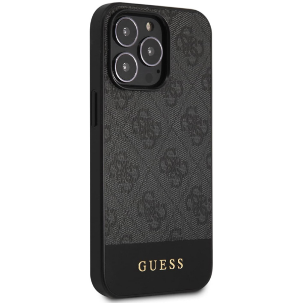 Torbica Guess Hc PC/TPU 4G Pu Bottom Stripe za iPhone 15 Pro 6.1 siva (GUHCP15LG4GLGR)