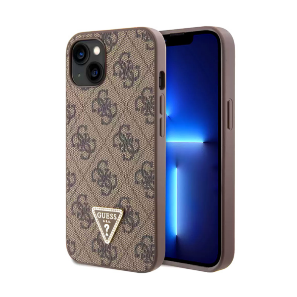 Torbica Guess Hc PU Leather 4G Triangle Strass za iPhone 15 6.1 braon (GUHCP15SP4TDPW)