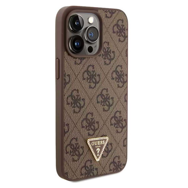 Torbica Guess Hc PU Leather 4G Triangle Strass za iPhone 15 Pro Max 6.7 braon (GUHCP15XP4TDPW)