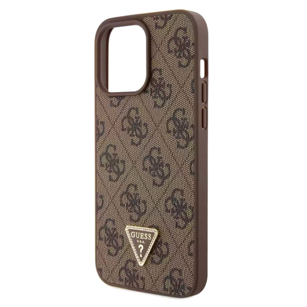 Torbica Guess Hc PU Leather 4G Triangle Strass za iPhone 15 Pro Max 6.7 braon (GUHCP15XP4TDPW)