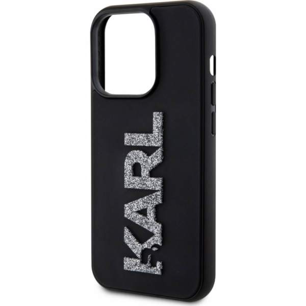 Torbica Karl Lagerfeld Hc 3D Logo Glitter za iPhone 15 Pro 6.1 crna (KLHCP15L3DMBKCK)