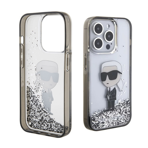 Torbica Karl Lagerfeld Hc Liquid Glitter Ikonik za iPhone 15 Pro 6.1 transparent (KLHCP15LLKKNSK)