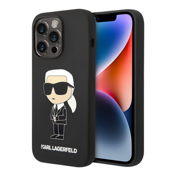 Torbica Karl Lagerfeld Hc Silicone NFT Ikonik za iPhone 15 Pro 6.1 crna (KLHCP15LSNIKBCK)