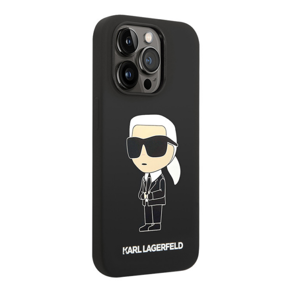 Torbica Karl Lagerfeld Hc Silicone NFT Ikonik za iPhone 15 Pro 6.1 crna (KLHCP15LSNIKBCK)