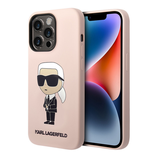 Torbica Karl Lagerfeld Hc Silicone NFT Ikonik za iPhone 15 Pro 6.1 roze (KLHCP15LSNIKBCP)