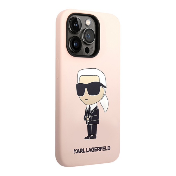 Torbica Karl Lagerfeld Hc Silicone NFT Ikonik za iPhone 15 Pro 6.1 roze (KLHCP15LSNIKBCP)