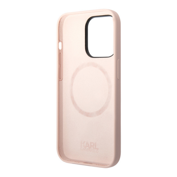 Torbica Karl Lagerfeld Hc Silicone NFT Ikonik za iPhone 15 Pro 6.1 roze (KLHCP15LSNIKBCP)