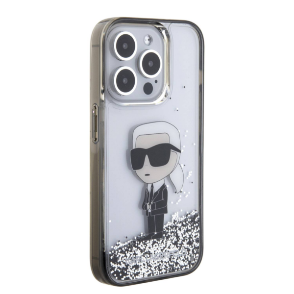 Torbica Karl Lagerfeld Liquid Glitter Ikonik za iPhone 15 Pro Max 6.7 transparent (KLHCP15XLKKNSK)