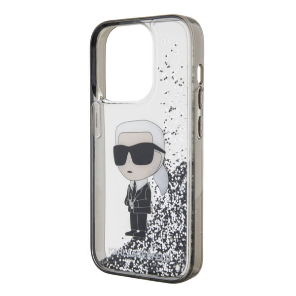 Torbica Karl Lagerfeld Liquid Glitter Ikonik za iPhone 15 Pro Max 6.7 transparent (KLHCP15XLKKNSK)