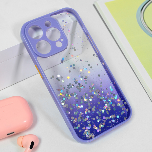 Torbica Frame Glitter za iPhone 15 Pro 6.1 ljubicasta