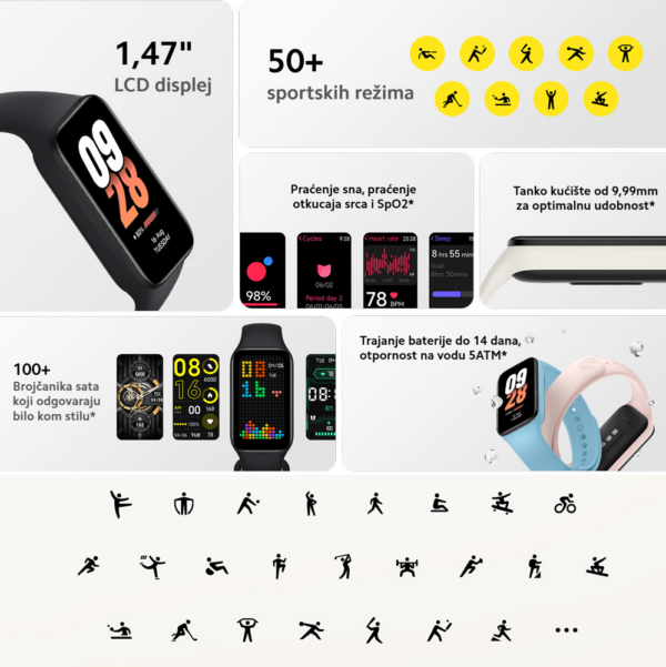 Xiaomi Mi Smart Band 8 Active roze