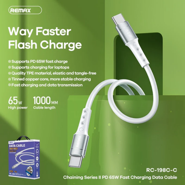 Data kabl REMAX Chaining Series II PD 65W Fast Charging RC-198 Type C na Type C beli