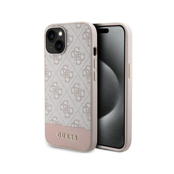 Torbica Guess Hc PC/TPU 4G Bottom Stripe za iPhone 15 6.1 roze (GUHCP15SG4GLPI)