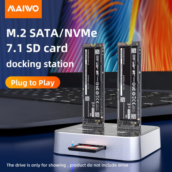 Docking station MAIWO K3016SD, Type C 3.2 na 2 x M.2 (SATA i PCIe NvMe), SD Card, beli