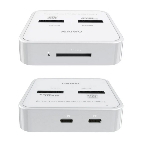 Docking station MAIWO K3016SD, Type C 3.2 na 2 x M.2 (SATA i PCIe NvMe), SD Card, beli