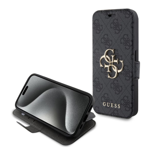 Torbica Guess Bk Pu leather 4G Metal Logo za iPhone 15 6.1 siva (GUBKP15S4GMGGR)