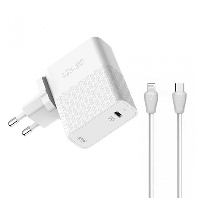 0607202466894d4de107d.png Kucni punjac LDNIO A1405C PD 40W sa Type C na iPhone lightning kablom - Slika 1