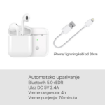 Bluetooth slusalice Airpods i15 TWS bele HQ - Slika 3
