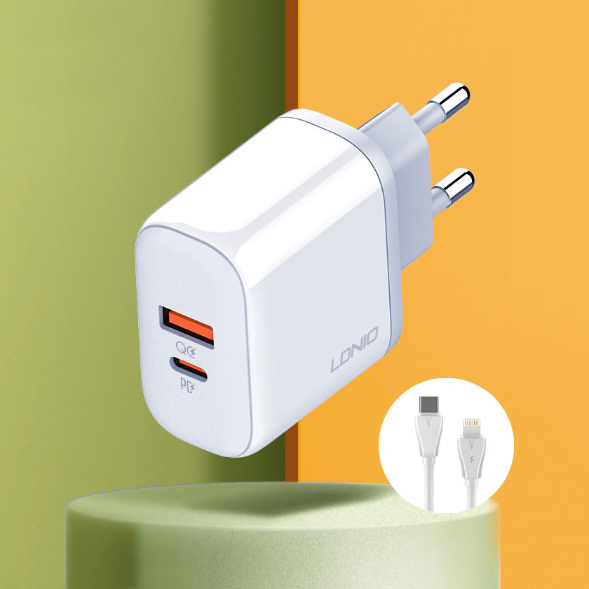 0607202466897f4f43aa1.png Kucni punjac LDNIO A2526C PD, QC4+, QC3.0, PPS 45W Type C na Lightning za iPhone 17 - Slika 1
