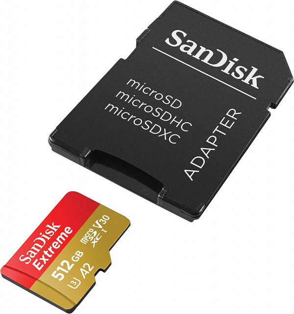 3009202466fa99e3c71fe.jpeg MicroSDXC SanDisk 512GB Extreme, SDSQXAV-512G-GN6MA + adapter - Slika 1