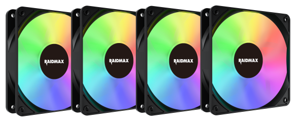 3009202466fa9a33ae4fe.png Raidmax 4x 120mm X-AIR ARGB fans Crni, NVX120FBDC4 - Slika 1