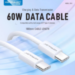 Data kabl KONFULON DC61 PD 60W Super Fast Charge za iPhone 15 Type C na Type C beli 1m - Slika 2