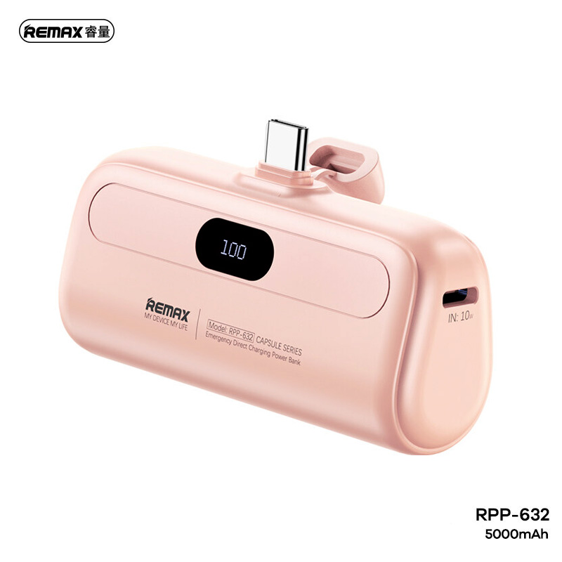 13102024670bcd1469bbe.png Back up baterija REMAX Capsule series RPP-632 2A Type C 5000mAh roze - Slika 1
