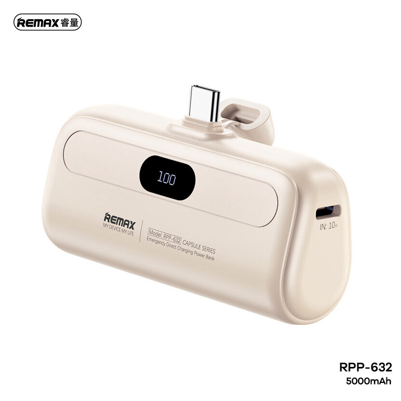 13102024670bcd36ece77.png Back up baterija REMAX Capsule series RPP-632 2A Type C 5000mAh bela - Slika 1