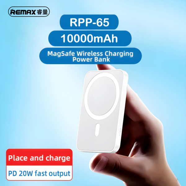 Power bank Magsafe REMAX Usion Series RPP-65 PD 20W + QC 15W Fast Charging 10000mAh ljubicasti