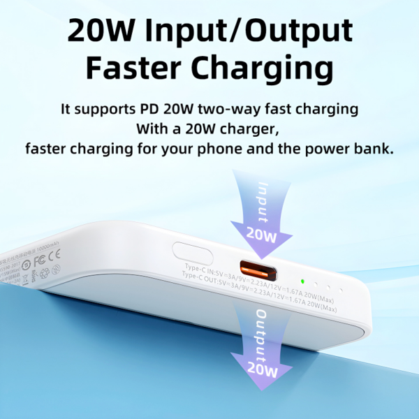 Power bank Magsafe REMAX Usion Series RPP-65 PD 20W + QC 15W Fast Charging 10000mAh ljubicasti