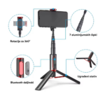 Selfie stick M18 mini + tripod beli/roze - Slika 3