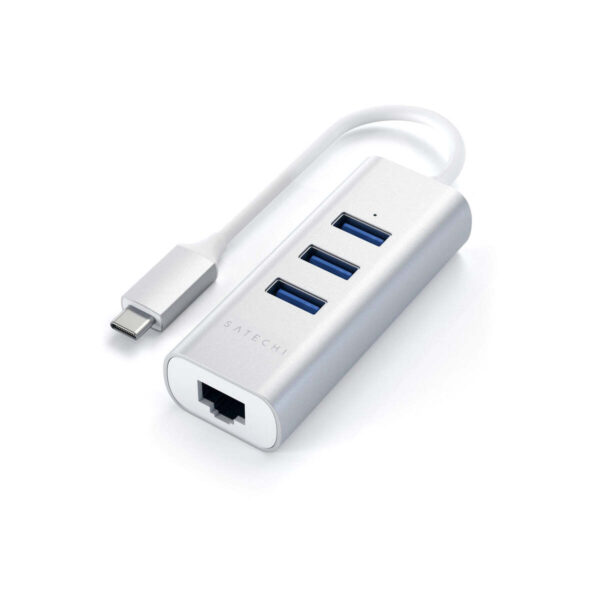 Satechi TYPE-C 2-IN-1 USB HUB WITH ETHERNET - Silver