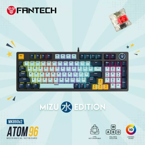 Tastatura Mehanicka Gaming Fantech MK890 RGB Atom MK96 SkyBlue (Red switch)