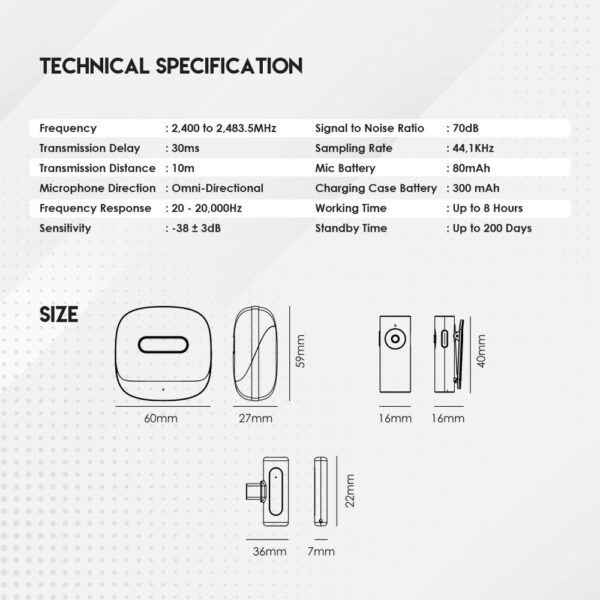 Bežični mikrofon sa Type C konektorom (Single Mic) Fantech