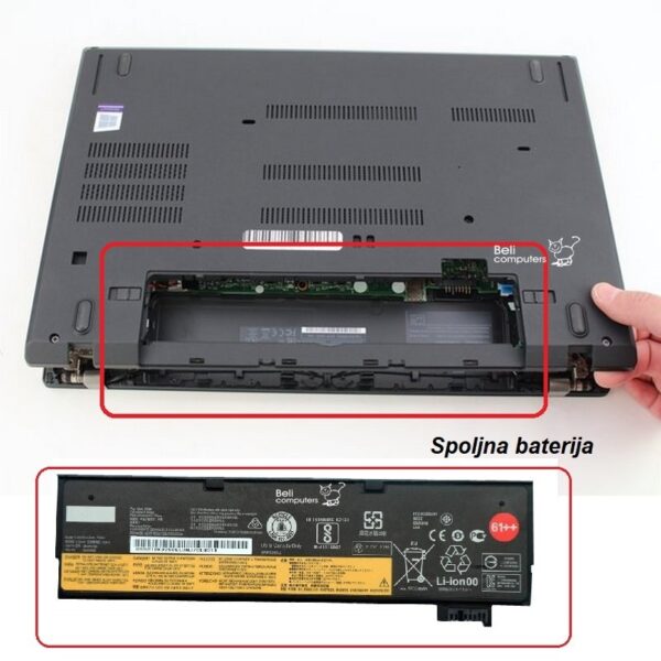 Baterija za laptop Lenovo ThinkPad T480 T470 A475 A485 61+ - spoljna