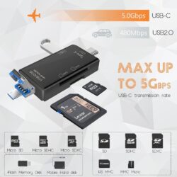 Univerzalni čitač kartica sa USB i Type-C konektorom 6u1