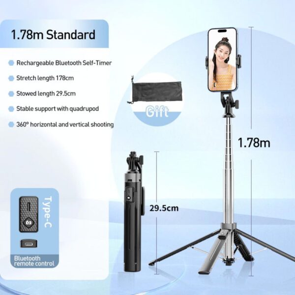 Profesionalni tripod za snimanje sa bluetooth daljinskim i Type-C punjenjem - Image 7
