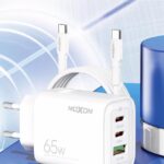Brzi punjač sa kablom 65w sa 3 USB izlaza Moxom - Image 2
