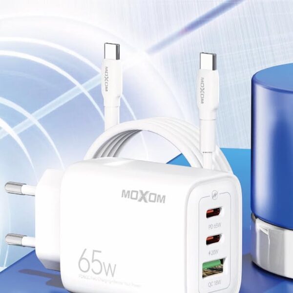 Brzi punjač sa kablom 65w sa 3 USB izlaza Moxom - Image 2