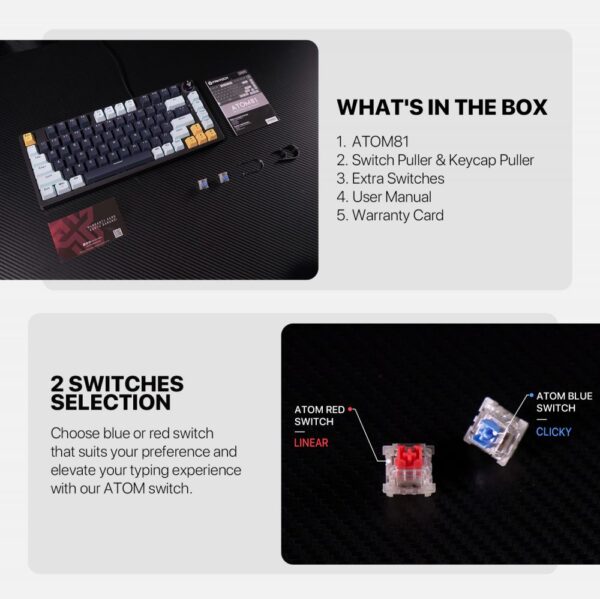 Tastatura Mehanicka Gaming Fantech MK875 RGB Atom 81 Navy (Red switch) - Image 3