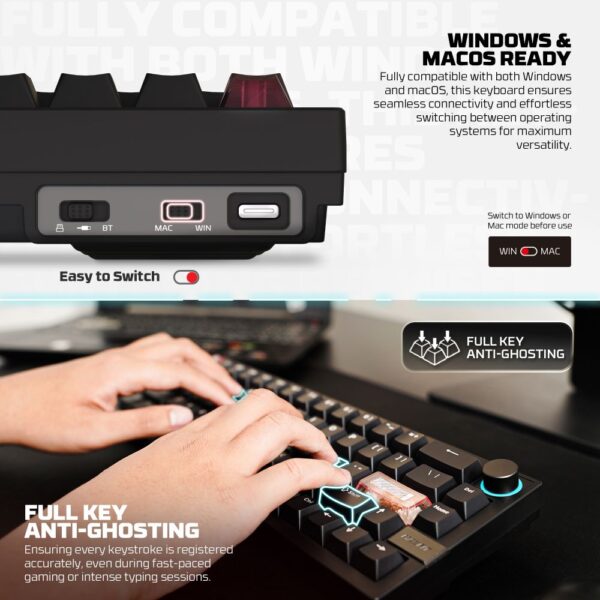 Tastatura Mehanicka Gaming Fantech MK920 RGB Maxfit 6 Wireless black (Brown switch) - Image 4