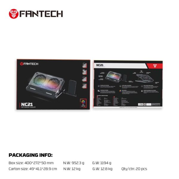 Laptop Cooler Fantech NC21 RGB crni - Image 8