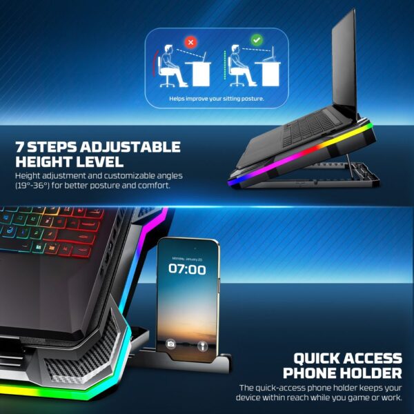 Laptop Cooler Fantech NC22 RGB crni - Image 3