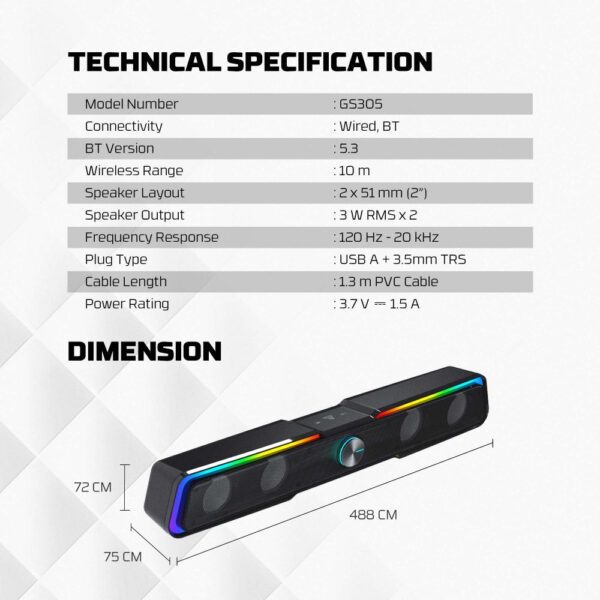 Bluetooth zvucnik Fantech GS305 BEAT BAR crni - Image 5
