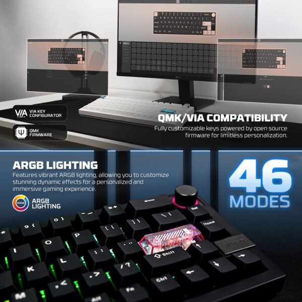 Tastatura Mehanicka Gaming Fantech MK920 RGB Maxfit 6 Wireless black (Brown switch) - Image 5