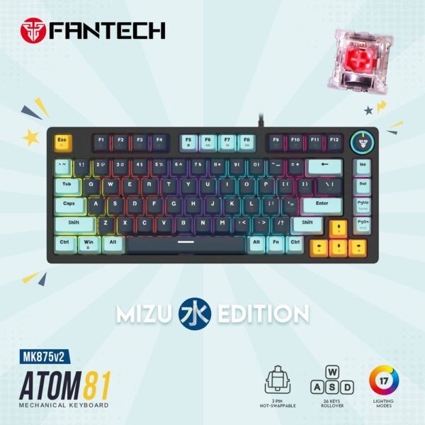 Tastatura Mehanicka Gaming Fantech MK875 RGB Atom 81 Navy (Red switch) - Image 1