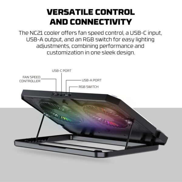 Laptop Cooler Fantech NC21 RGB crni - Image 3