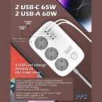 Produzni kabl LDNIO 3 uticnice + 2xUSB QC 60W, 2xPD 65W 2m beli - Slika 3